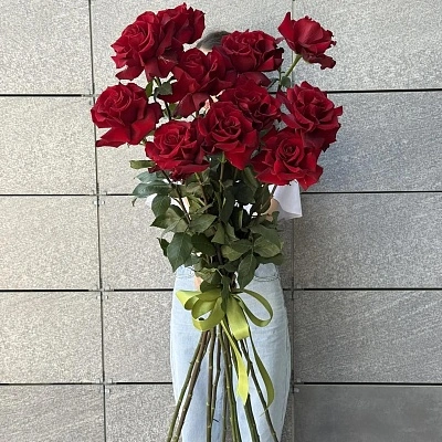 Букет из 11 бордовых роз 120/130 см