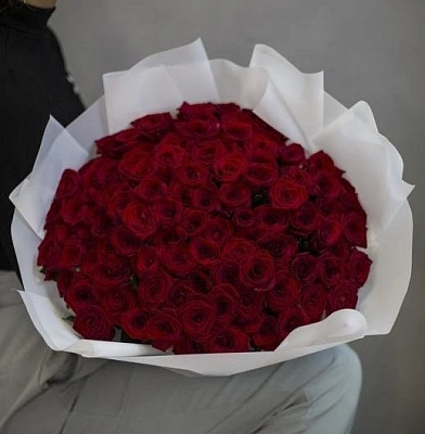 Букет "101 бордовая роза 50/60 см"